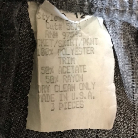 Vtg 3 Piece Pant / Skirt Suit Gray & Red Size 12 - Picture 12 of 14